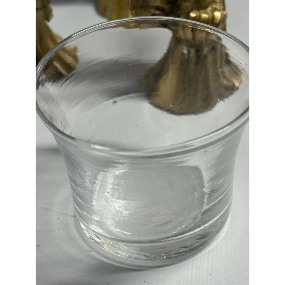 VTG Brass 3 Angels With Harps Votive Candle Holder Glass‎ Insert READ - Picture 9 of 11